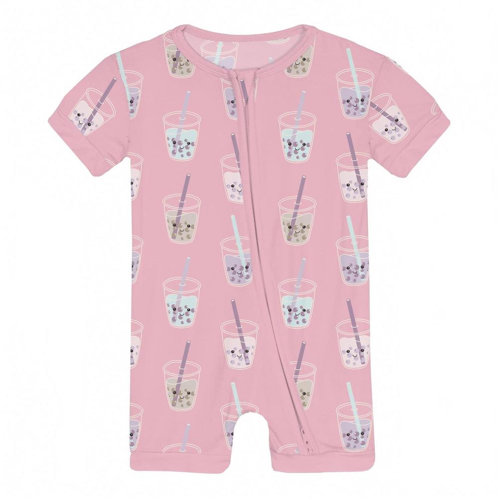 NEW KICKEE infant & toddler gril's shorty sleeper with zipper in cake pop boba